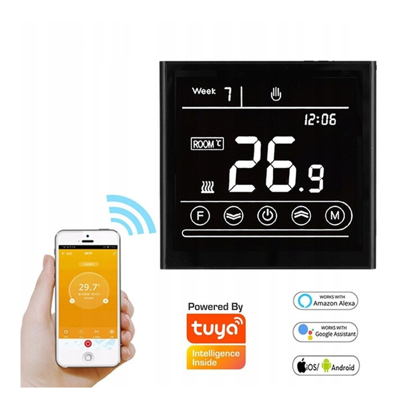 Regulator Pokojowy PHILUX - czarny - WiFi TUYA